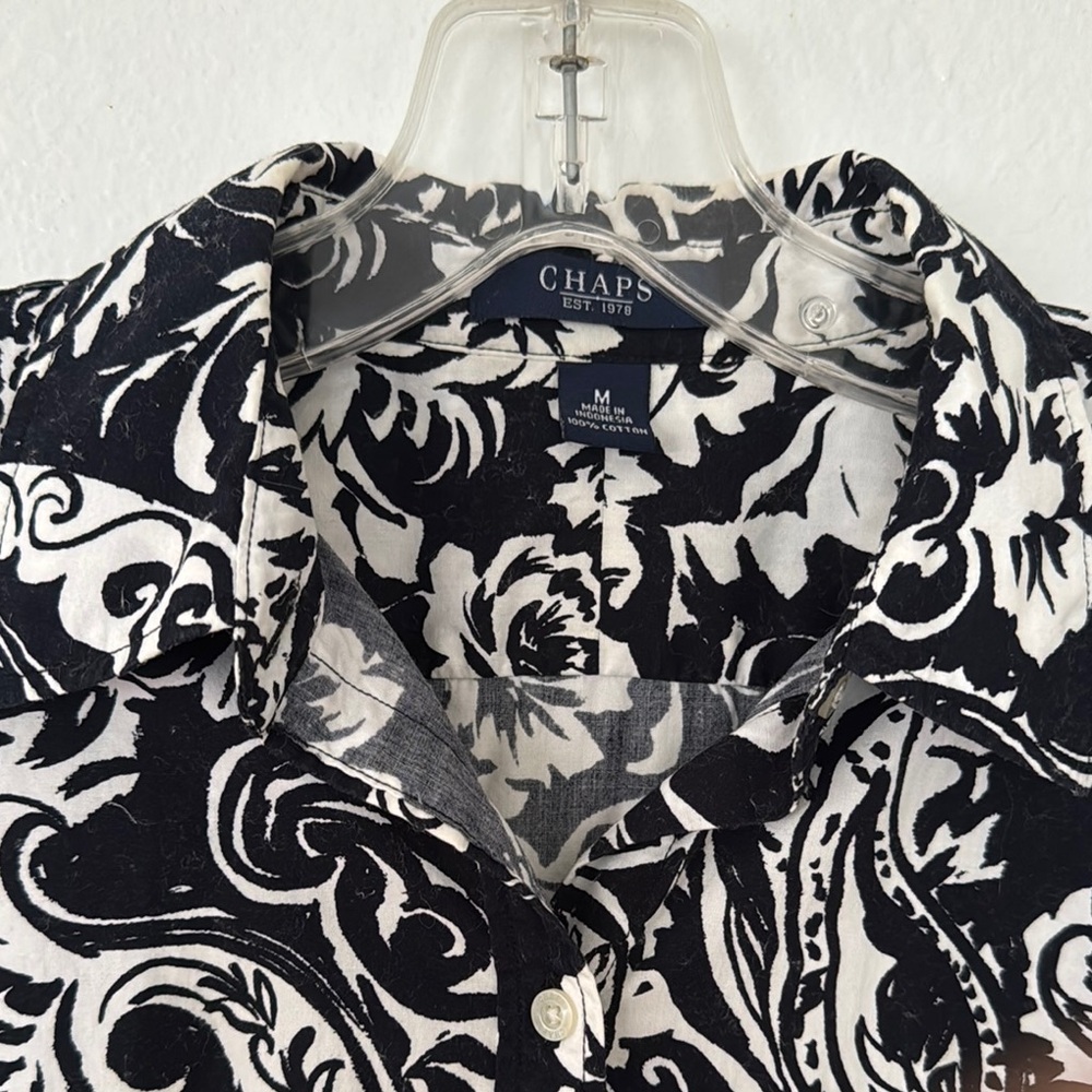 Chaps Monochrome Paisley Button-Up Shirt - Picture 2 of 7
